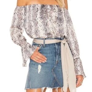 L’Academie Revolve snakeskin off shoulder top